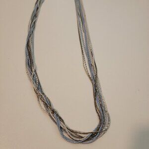 Vintage 1980s Multi Stands Chains Blue White and Black Enamel Necklace